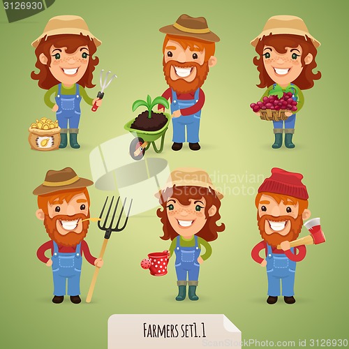 Image of Farmers Cartoon Characters Set1.1