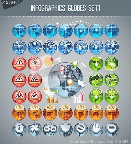 Image of Infographics Globes Set1