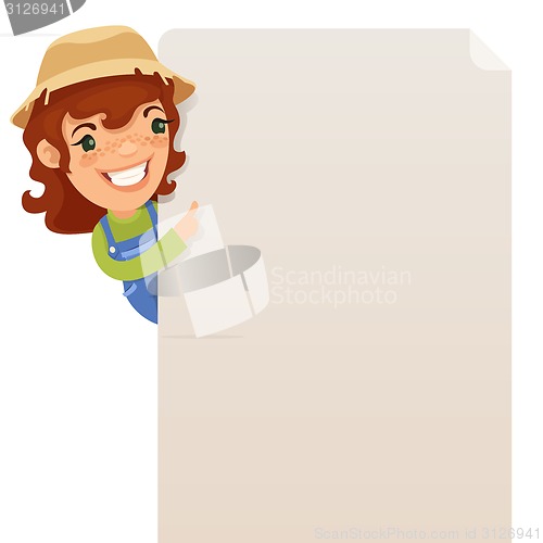 Image of Female Farmer looking at blank poster