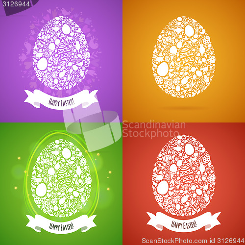 Image of Four Easter Egg Card of White Objects