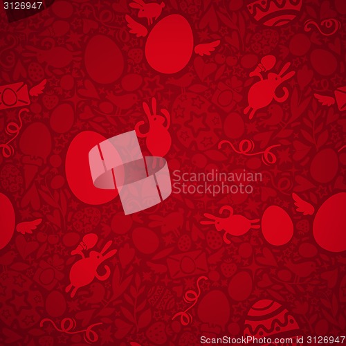 Image of Easter Seamless Pattern in Red Colors