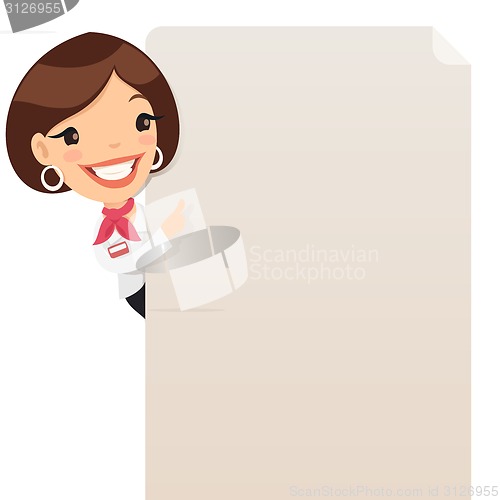 Image of Female Manager Looking at Blank Poster