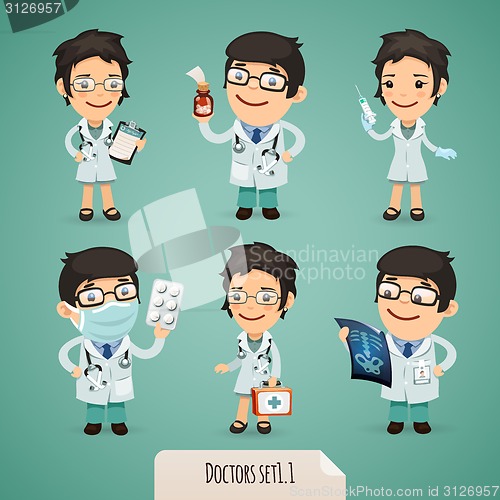 Image of Doctors Cartoon Characters Set1.1