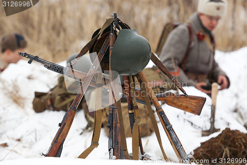 Image of Few weapons stand togather