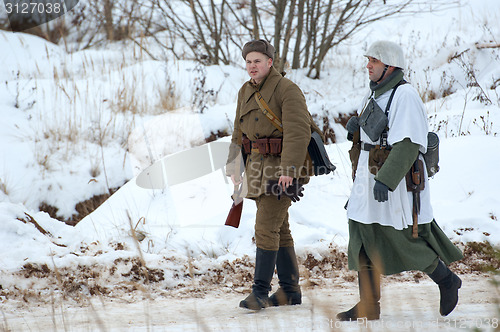 Image of Two soldiers walking