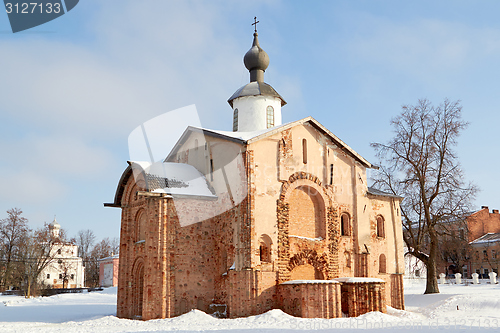 Image of View of old church in Veliky Novgorod, Russia.