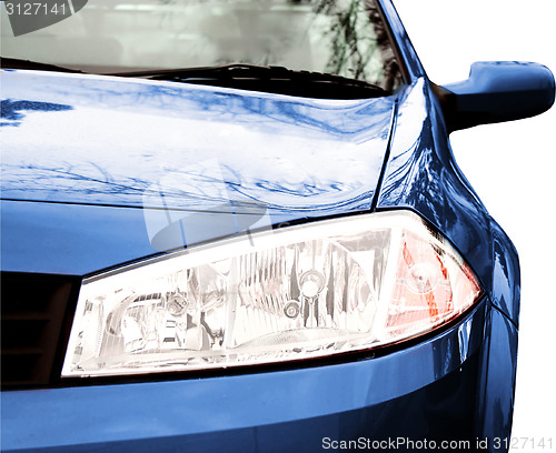 Image of Blue Sport Car - Front side, half