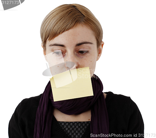 Image of Woman and post it