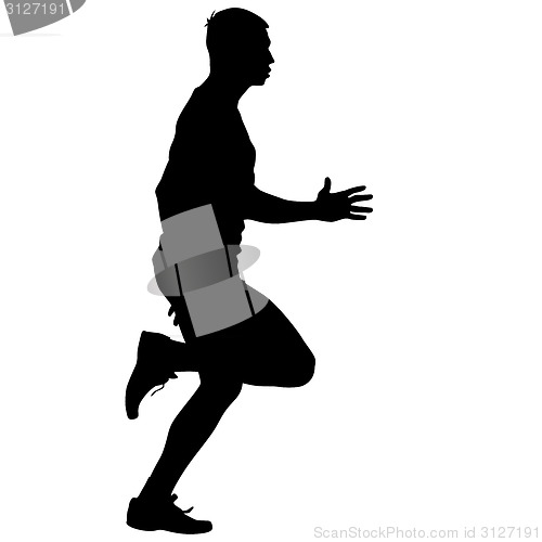 Image of Athlete on running race, silhouettes. Vector illustration.