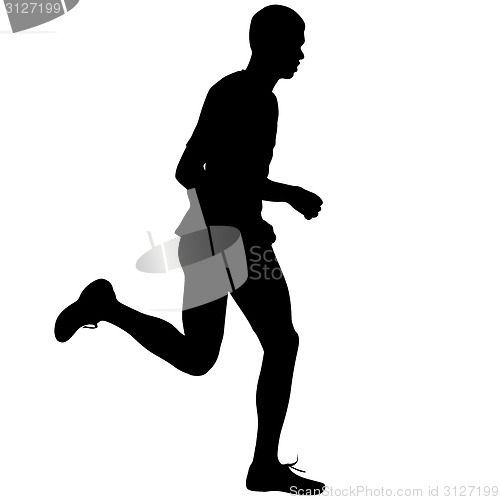 Image of Running black silhouettes. Vector illustration.