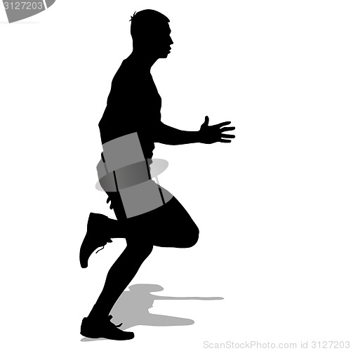 Image of Athlete on running race, silhouettes. Vector illustration.