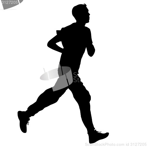 Image of Running black silhouettes. Vector illustration.