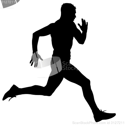 Image of Athlete on running race, silhouettes. Vector illustration.