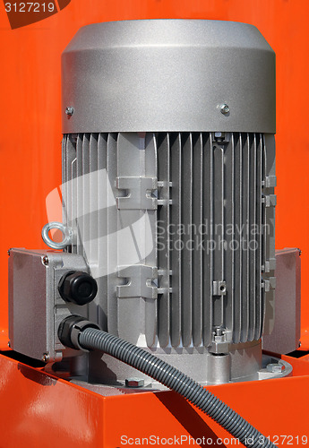 Image of Red powerful electric motors for modern industrial equipment