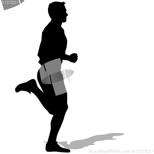 Image of Athlete on running race, silhouettes. Vector illustration.