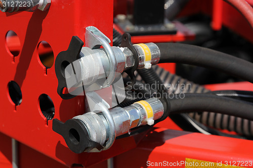 Image of Hydraulic connectors. Agricultural machinery