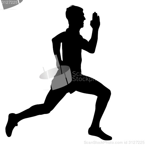 Image of Athlete on running race, silhouettes. Vector illustration.