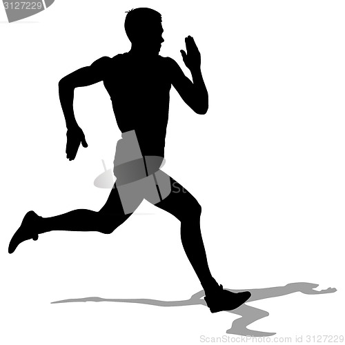 Image of Athlete on running race, silhouettes. Vector illustration.