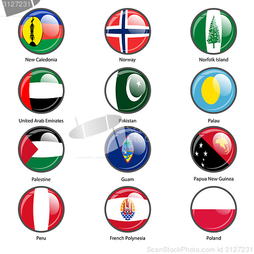 Image of Set circle icon  Flags of world sovereign states. Vector illustr