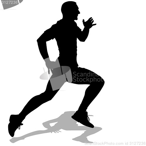 Image of Athlete on running race, silhouettes. Vector illustration.