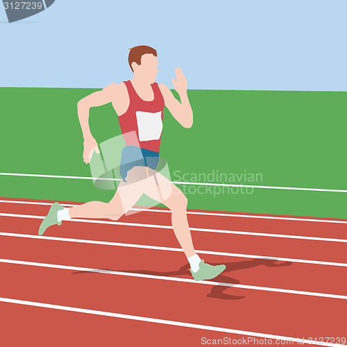 Image of Athlete on running race, silhouettes. Vector illustration.