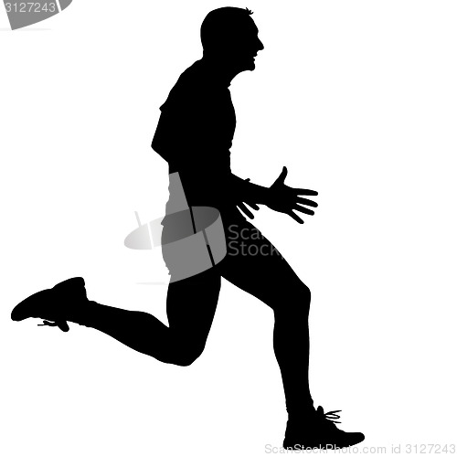 Image of Athlete on running race, silhouettes. Vector illustration.