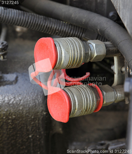 Image of Hydraulic connectors. Agricultural machinery