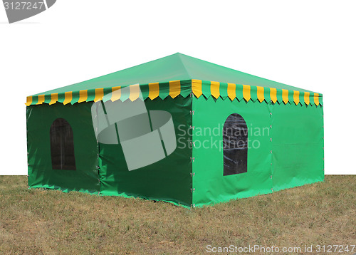 Image of Green very big  tent in the field