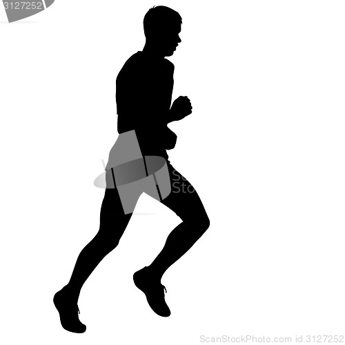 Image of Running black silhouettes. Vector illustration.