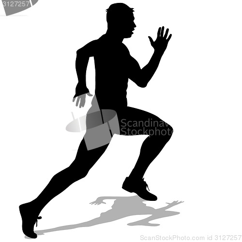 Image of Athlete on running race, silhouettes. Vector illustration.