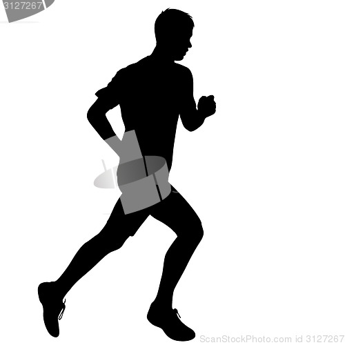 Image of Running black silhouettes. Vector illustration.