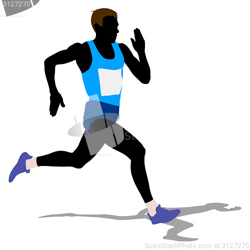 Image of Athlete on running race, silhouettes. Vector illustration.