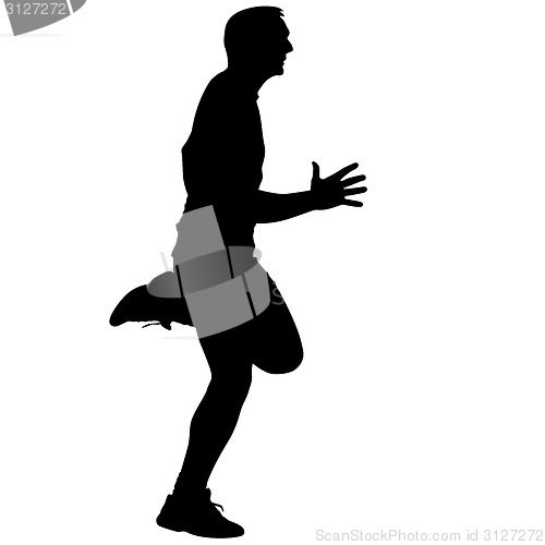 Image of Athlete on running race, silhouettes. Vector illustration.