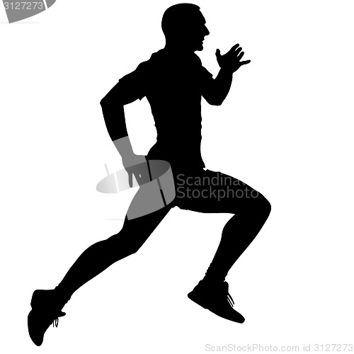 Image of Athlete on running race, silhouettes. Vector illustration.