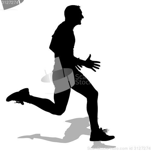 Image of Athlete on running race, silhouettes. Vector illustration.