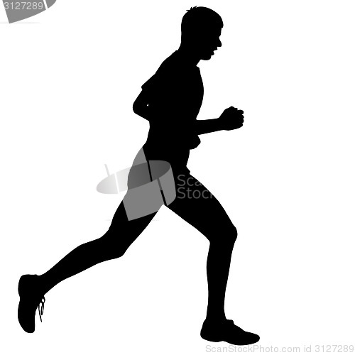 Image of Running black silhouettes. Vector illustration.