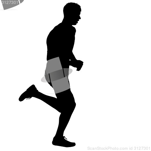 Image of Running black silhouettes. Vector illustration.