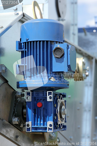 Image of Blue powerful electric motors for modern industrial equipment