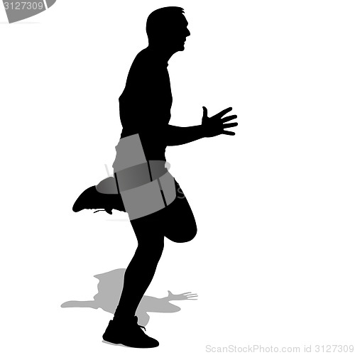 Image of Athlete on running race, silhouettes. Vector illustration.