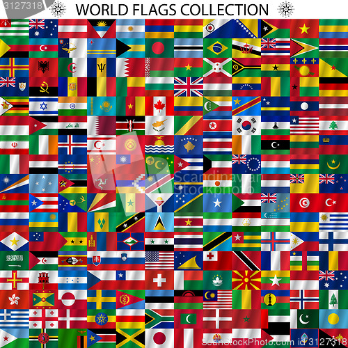 Image of Flags of the world and  map on white background. Vector illustra