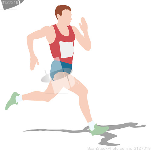 Image of Athlete on running race, silhouettes. Vector illustration.