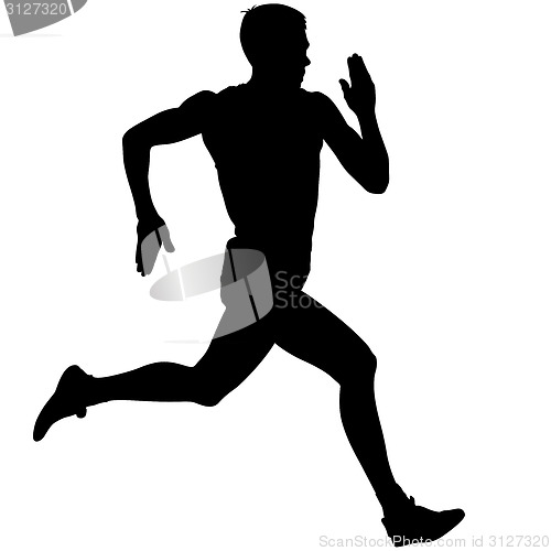 Image of Athlete on running race, silhouettes. Vector illustration.