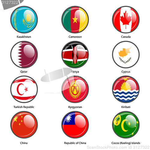 Image of Set circle icon  Flags of world sovereign states. Vector illustr