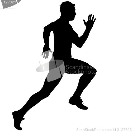 Image of Athlete on running race, silhouettes. Vector illustration.
