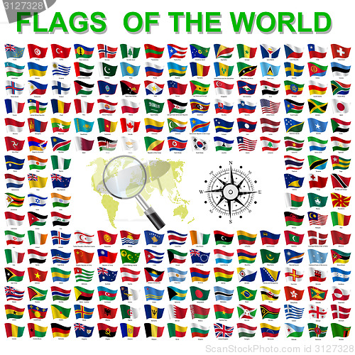 Image of Set of Flags of world sovereign states. Vector illustration.