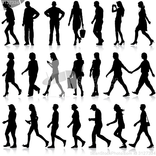 Image of Black silhouettes of beautiful mans and womans on white backgrou