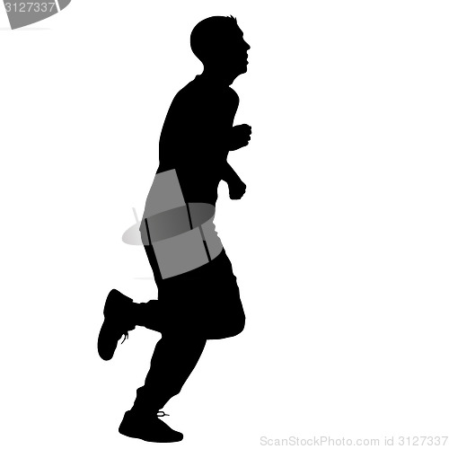 Image of Running black silhouettes. Vector illustration.