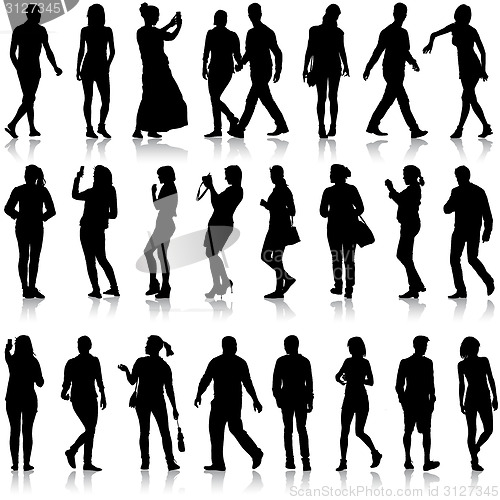 Image of Black silhouettes of beautiful mans and womans on white backgrou