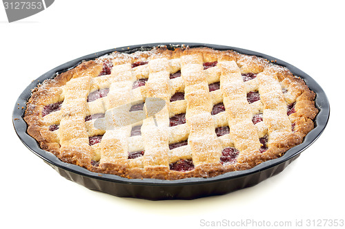 Image of Cake with raspberries.