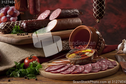 Image of A composition of different sorts of sausages